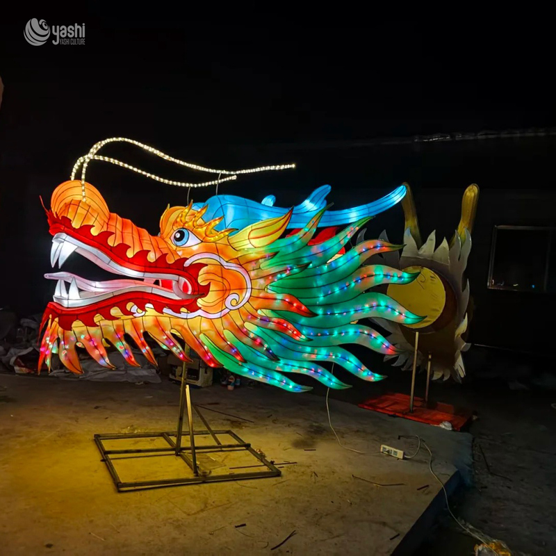 Traditional Chinese Dragon Head Lantern for Festival and Outdoor Decoration