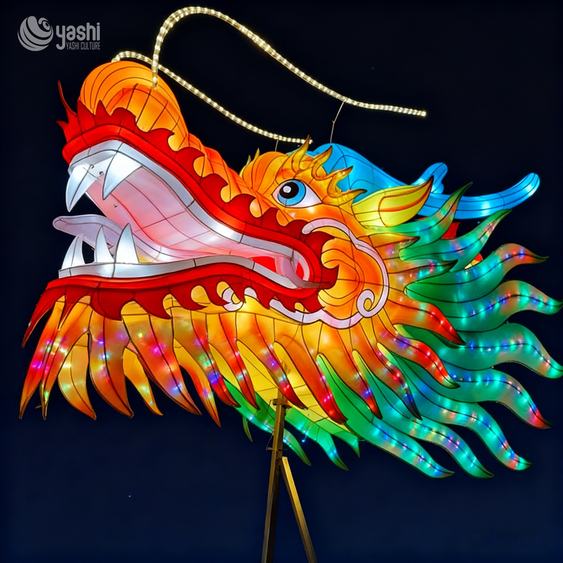 Traditional Chinese Dragon Head Lantern for Festival and Outdoor Decoration