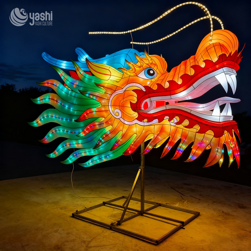 Traditional Chinese Dragon Head Lantern for Festival and Outdoor Decoration