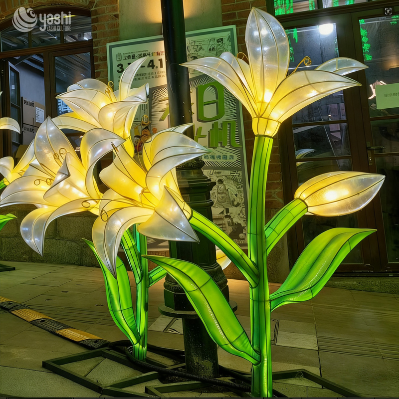 High-quality Handmade Simulated Lily Lanterns for Outdoor Decoration and Park Ornamentation