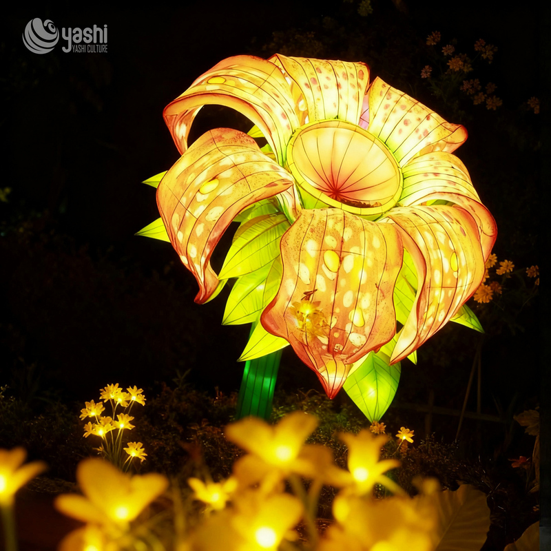 Creative Flower Lanterns - Night Glowing Art Installations for Garden Landscape and Street Decorations