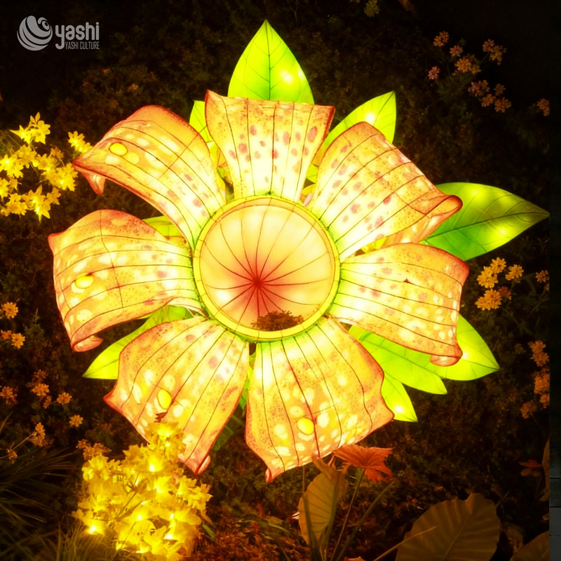 Linterna LED de flor Rafflesia gigante personalizada, escultura de luz floral realista para festival de luces de parque temático botánico