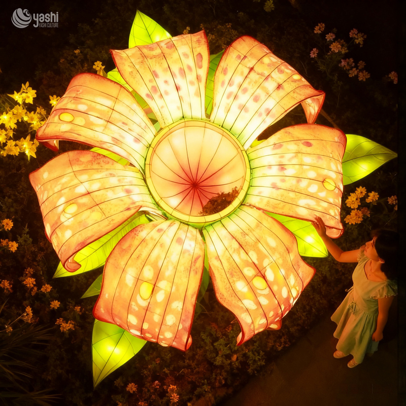 Linterna LED de flor Rafflesia gigante personalizada, escultura de luz floral realista para festival de luces de parque temático botánico