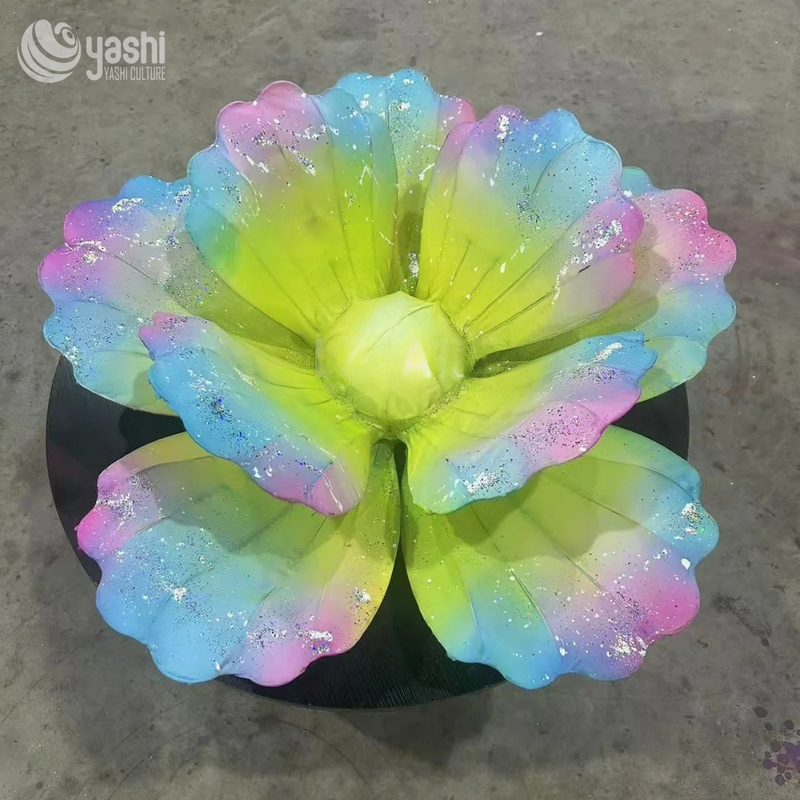 Custom Glitter Gradient Flower LED Lantern, Fabric Floral Light Sculpture for Event & Park Light Festival