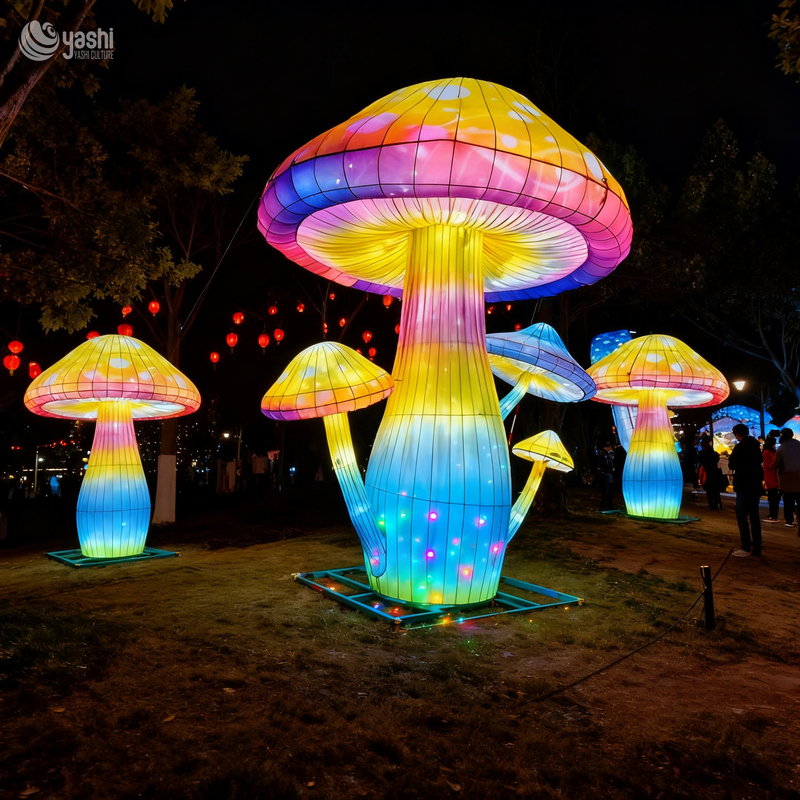 Riesige magische Pilz-LED-Laterne mit individuellem Farbverlauf, leuchtende Pilz-Lichtskulptur für Themenpark-Lichterfest