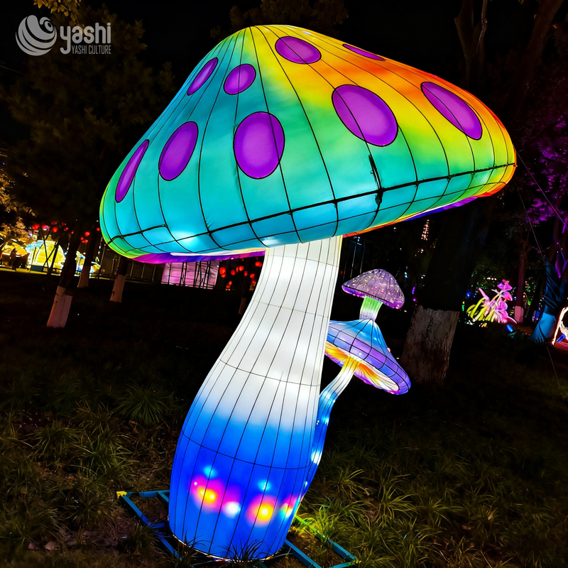 Riesige magische Pilz-LED-Laterne mit individuellem Farbverlauf, leuchtende Pilz-Lichtskulptur für Themenpark-Lichterfest