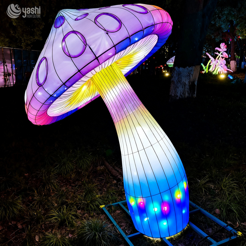 Riesige magische Pilz-LED-Laterne mit individuellem Farbverlauf, leuchtende Pilz-Lichtskulptur für Themenpark-Lichterfest