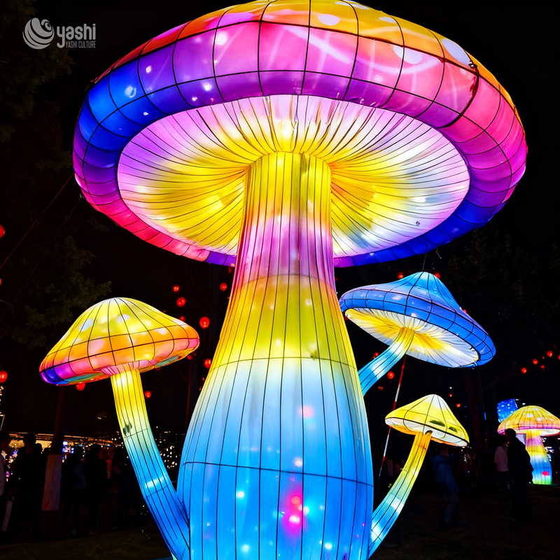 Colorful Mushroom Sculptures Lanterns for Outdoor, Garden, and Party Decorations