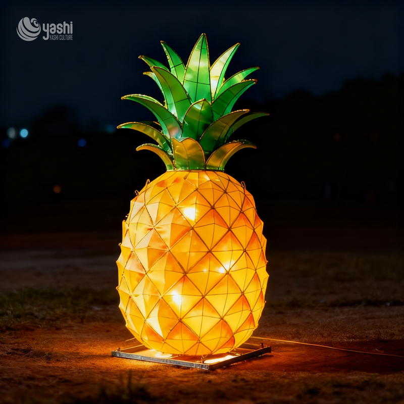 Custom Giant Pineapple Fruit Lantern, Large LED Tropical Fruit Light Sculpture for Park & Harvest Festival