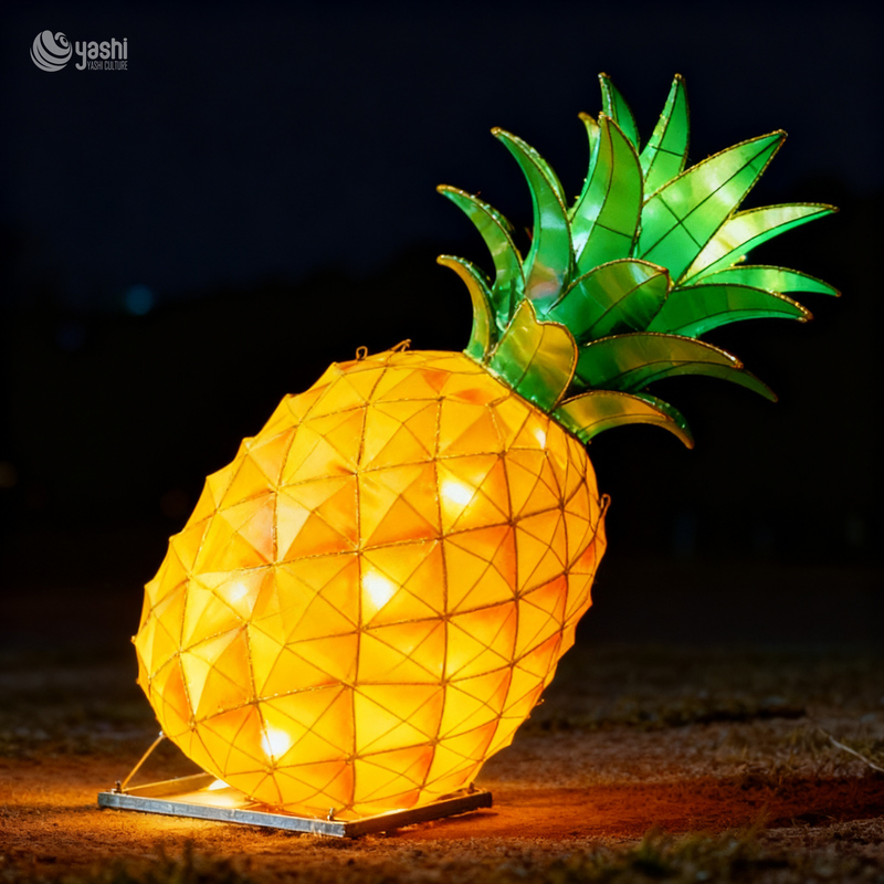 Custom Giant Pineapple Fruit Lantern, Large LED Tropical Fruit Light Sculpture for Park & Harvest Festival