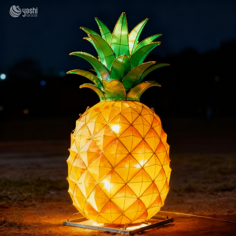 Custom Giant Pineapple Fruit Lantern, Large LED Tropical Fruit Light Sculpture for Park & Harvest Festival