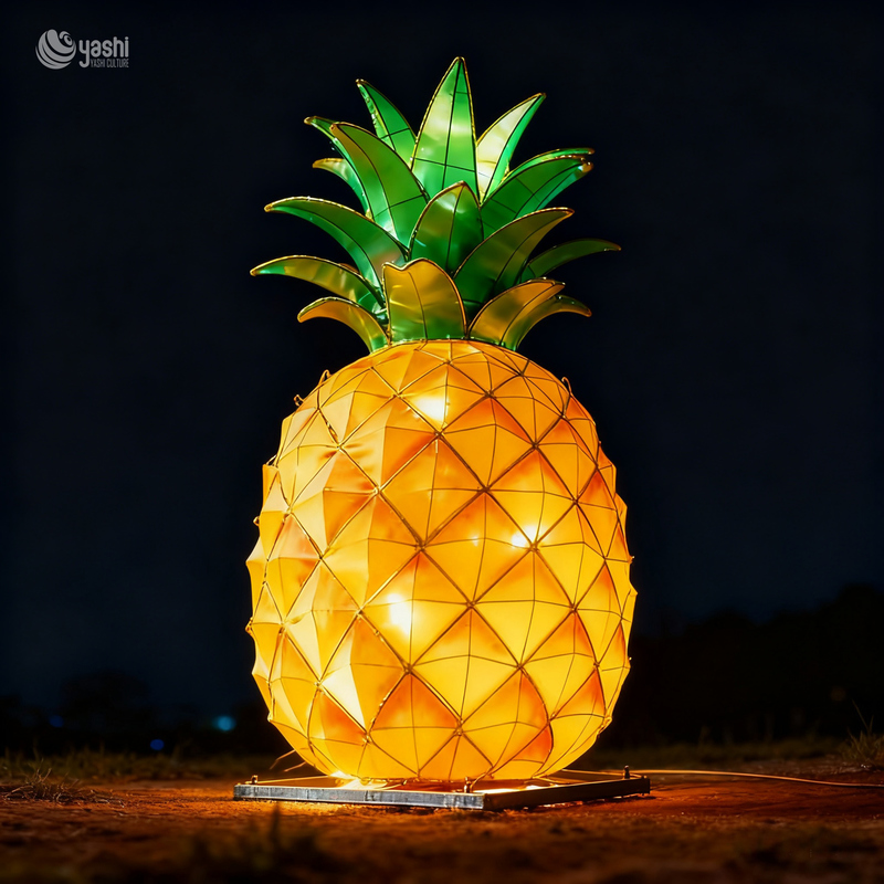 Custom Giant Pineapple Fruit Lantern, Large LED Tropical Fruit Light Sculpture for Park & Harvest Festival