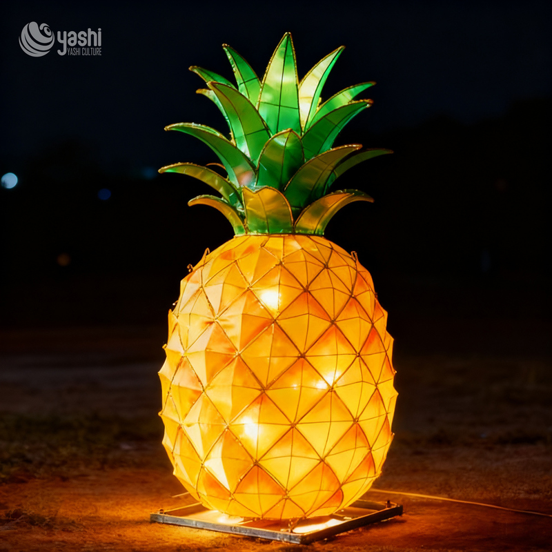 Custom Giant Pineapple Fruit Lantern, Large LED Tropical Fruit Light Sculpture for Park & Harvest Festival
