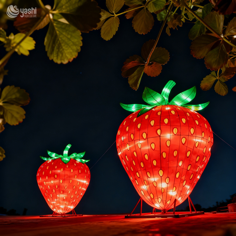 Handcrafted Strawberry Shaped Lanterns for Outdoor Decorations and Theme Park Decor