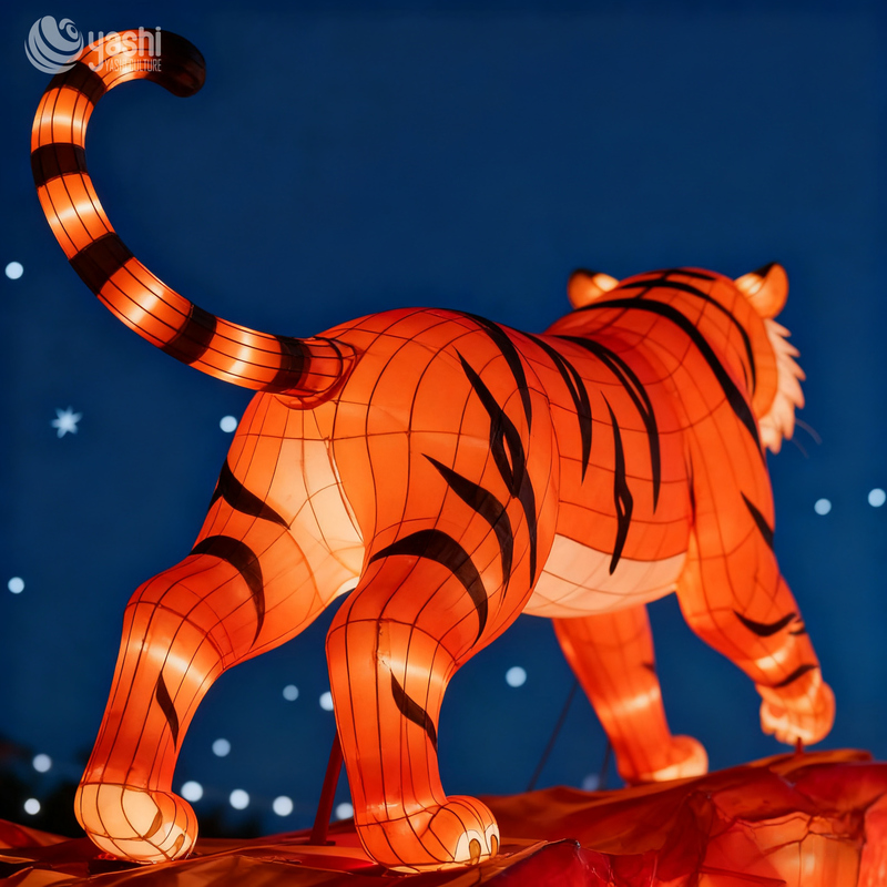 Custom Chinese Zodiac Tiger Lantern | Large LED Roaring Tiger Light Sculpture for Lunar New Year Outdoor Light Exhibition