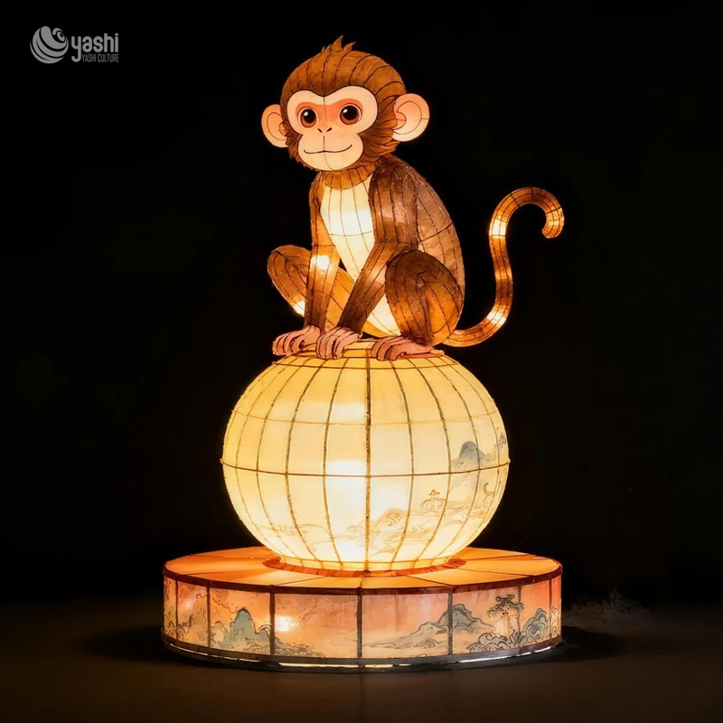 Custom Chinese Zodiac Rooster Lantern | LED Cartoon Rooster Light Sculpture with Decorative Drum‑Shaped Base for Lunar New Year Outdoor Exhibition