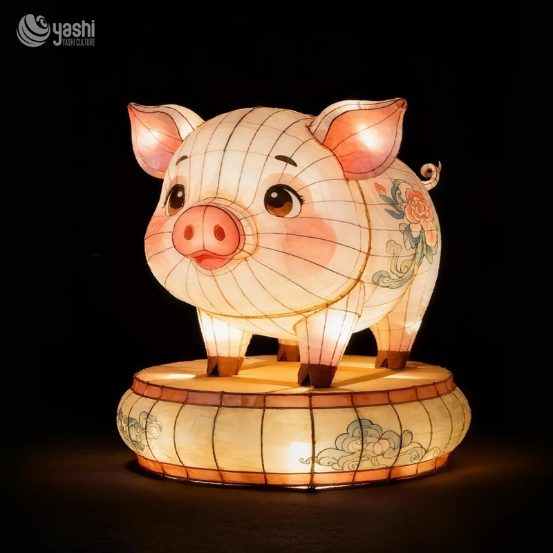Custom Chinese Zodiac Rooster Lantern | LED Cartoon Rooster Light Sculpture with Decorative Drum‑Shaped Base for Lunar New Year Outdoor Exhibition