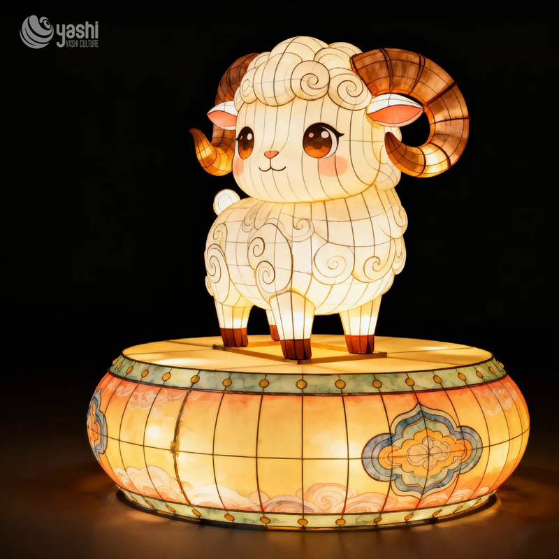 Custom Chinese Zodiac Rooster Lantern | LED Cartoon Rooster Light Sculpture with Decorative Drum‑Shaped Base for Lunar New Year Outdoor Exhibition