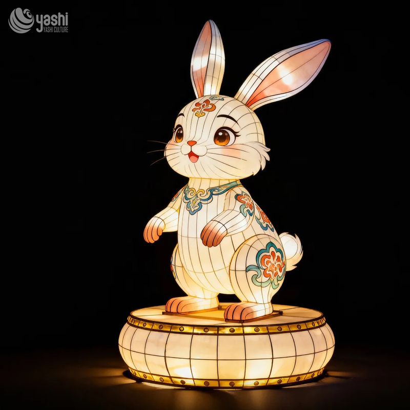 Custom Chinese Zodiac Rat Lantern | LED Cute Cartoon Mouse Light Sculpture with Decorative Base for Lunar New Year Outdoor Exhibition