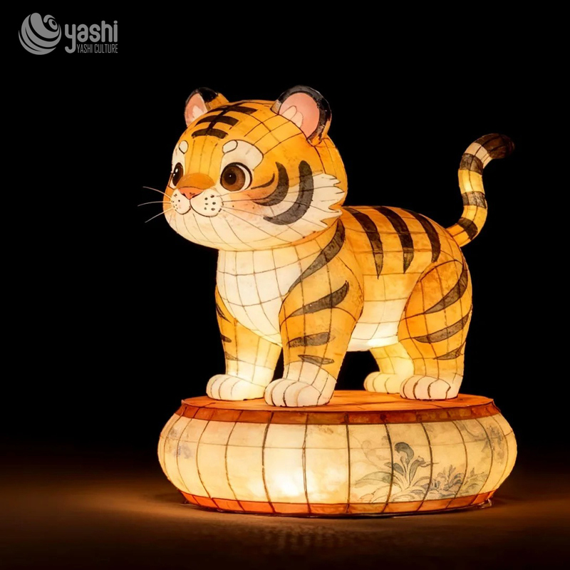 Custom Chinese Zodiac Rat Lantern | LED Cute Cartoon Mouse Light Sculpture with Decorative Base for Lunar New Year Outdoor Exhibition