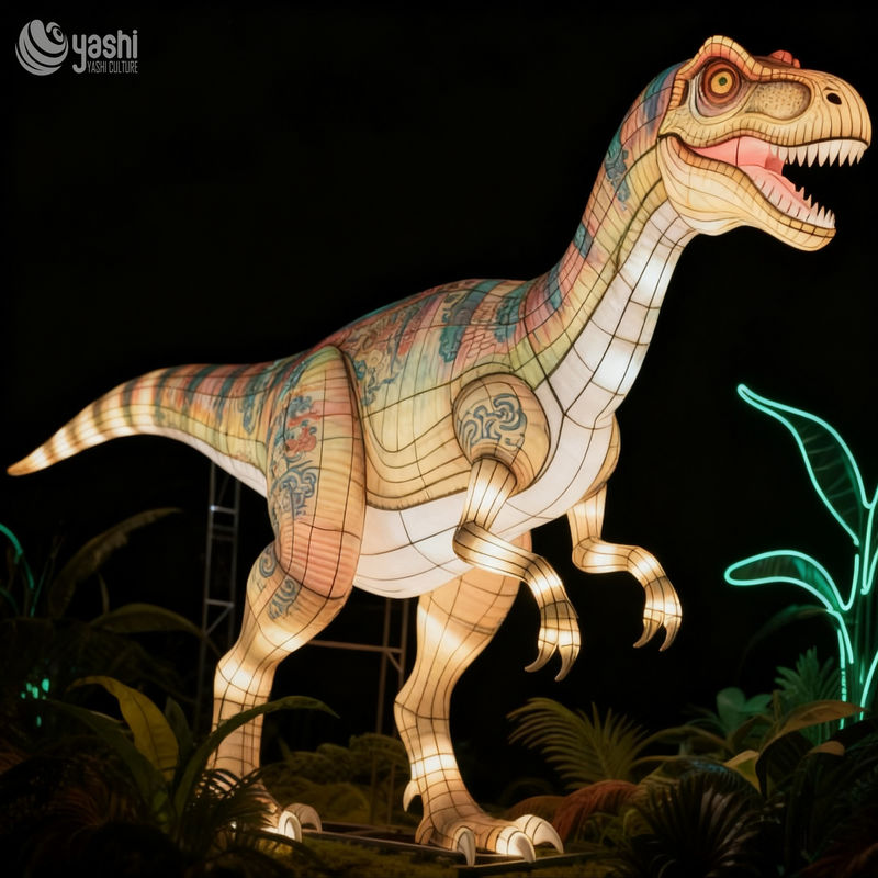 Dinosaur Lantern Sculpture by Zigong Lantern Factory - T-Rex Lantern for Jurassic Park Decor