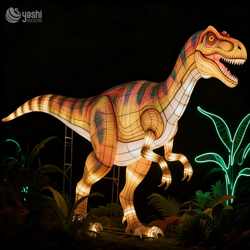 Custom T‑Rex Dinosaur Lantern | Large LED Tyrannosaurus Rex Light Sculpture for Dinosaur Theme Park Outdoor Light Exhibition