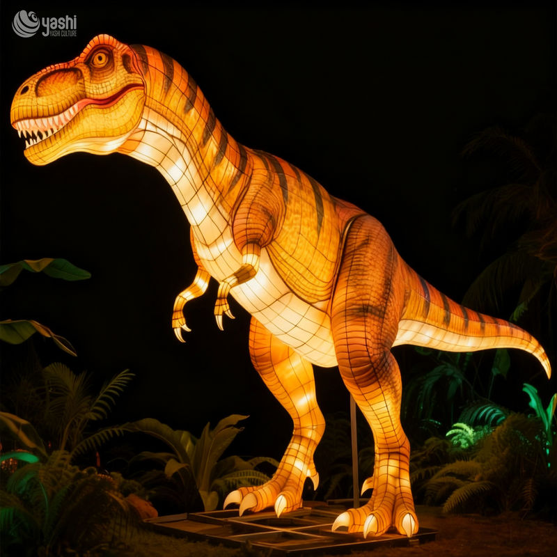 Custom Giant T‑Rex Dinosaur Lantern | Large LED Tyrannosaurus Rex Light Sculpture for Jurassic Theme Light Festival