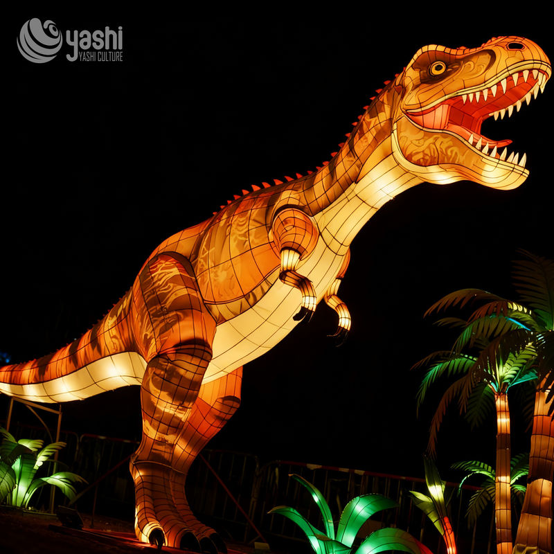 Custom Giant T‑Rex Dinosaur Lantern | Large LED Tyrannosaurus Rex Light Sculpture for Jurassic Theme Light Festival