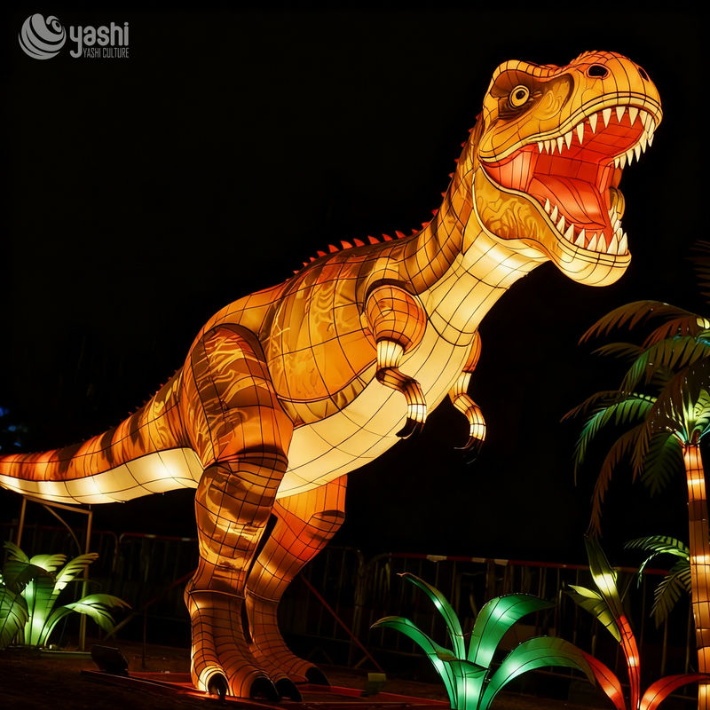 Custom Giant T‑Rex Dinosaur Lantern | Large LED Tyrannosaurus Rex Light Sculpture for Jurassic Theme Light Festival