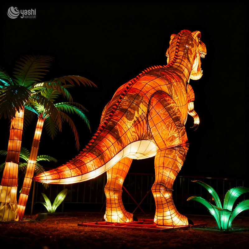 Custom Giant T‑Rex Dinosaur Lantern | Large LED Tyrannosaurus Rex Light Sculpture for Jurassic Theme Light Festival