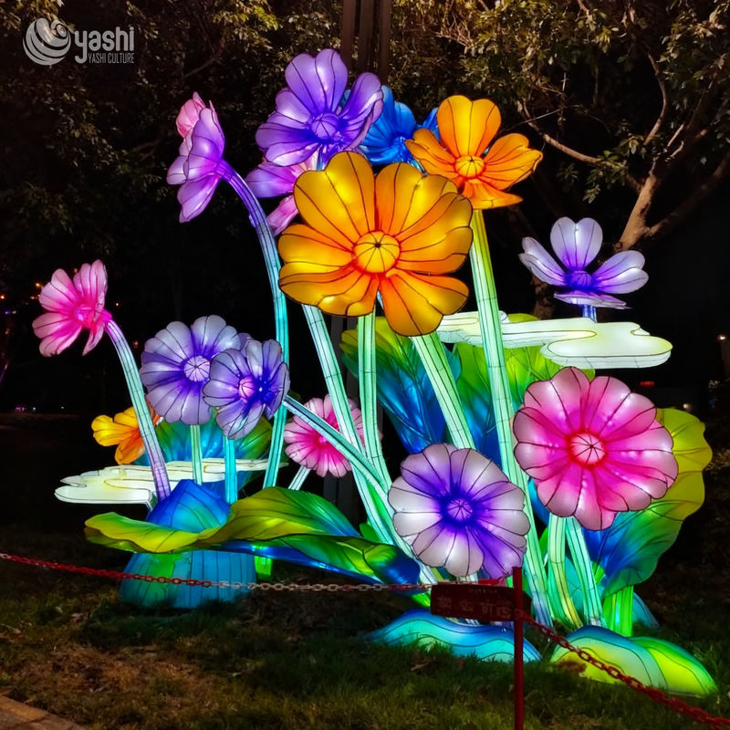 Custom Colorful Wild‑Flower Lantern Sculpture, Large LED Mixed Floral Light Group for Park Lantern Festival