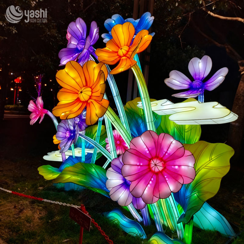 Custom Colorful Wild‑Flower Lantern Sculpture, Large LED Mixed Floral Light Group for Park Lantern Festival