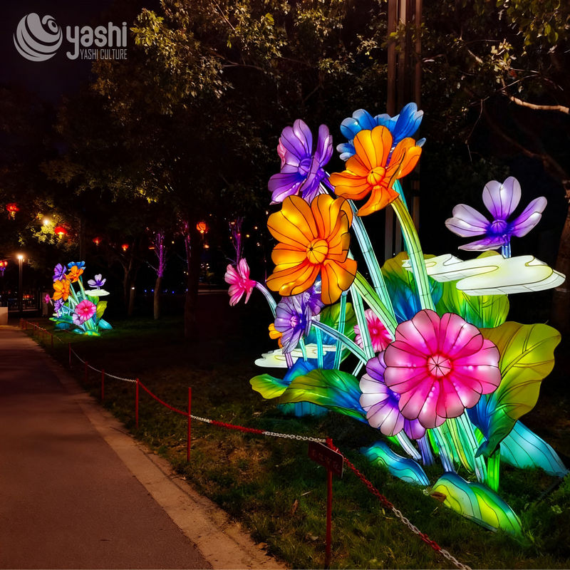 Custom Colorful Wild‑Flower Lantern Sculpture, Large LED Mixed Floral Light Group for Park Lantern Festival