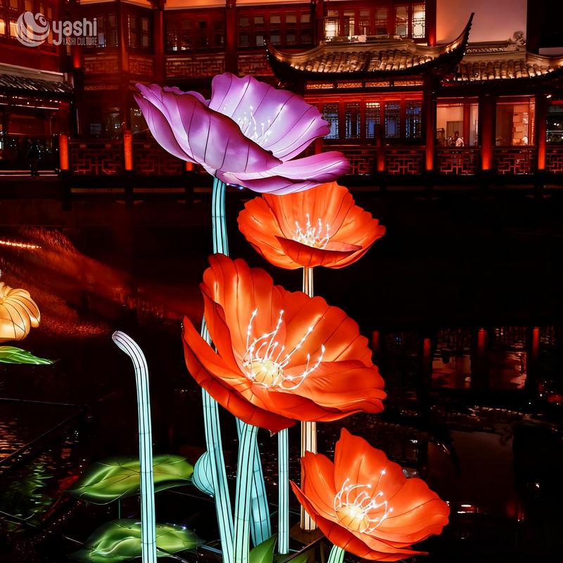 Waterproof Outdoor Lotus Lanterns, Traditional Chinese Festival Decorations, Customizable Colors and Sizes