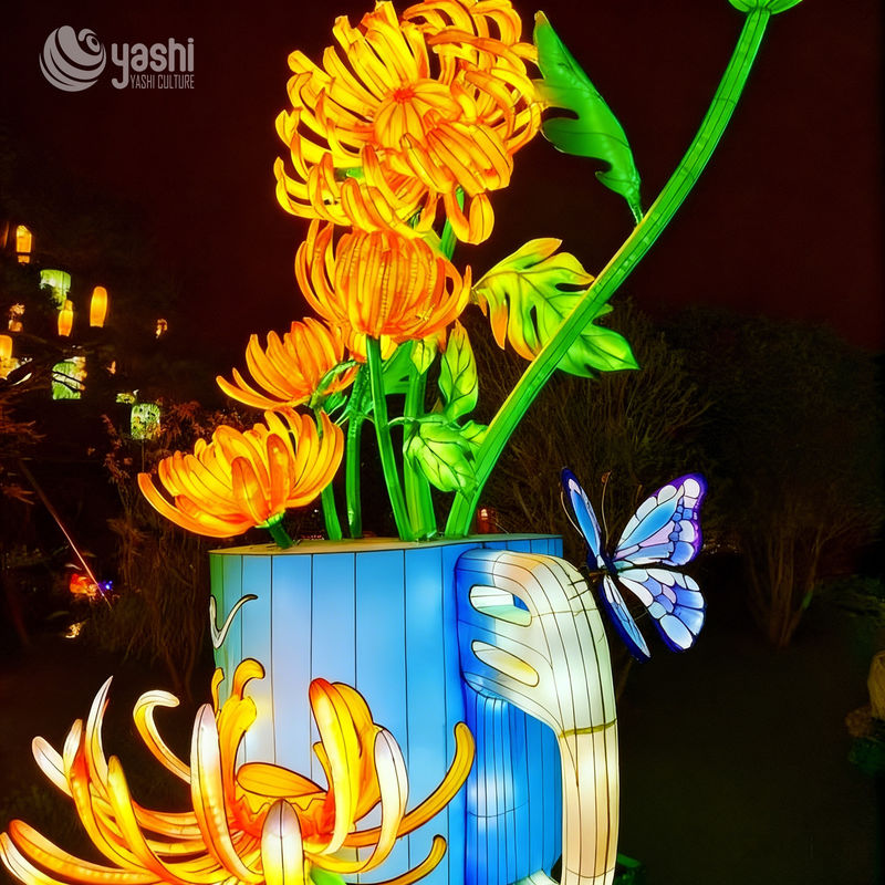 Zigong Lantern Manufacturer - Chrysanthemum Design Lantern for Holiday Mall Decorations