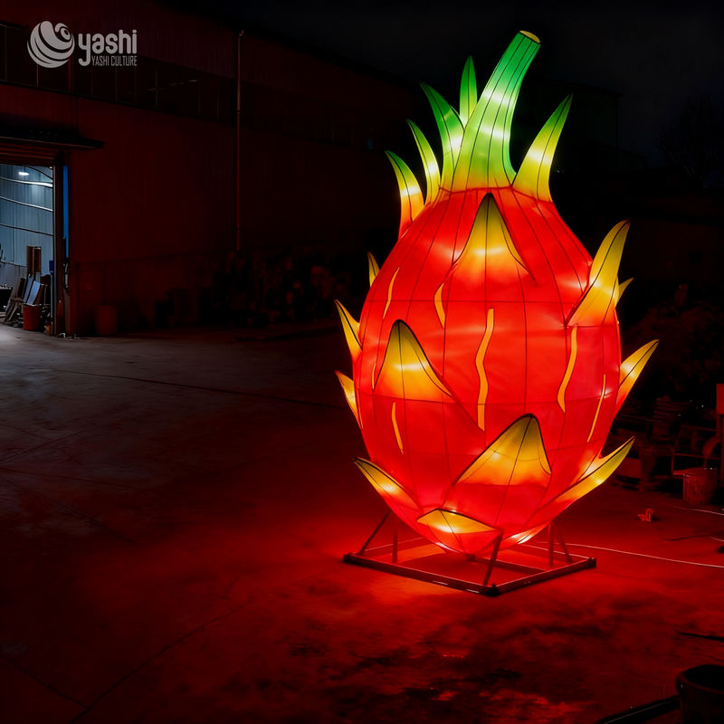 Custom Giant Fruit LED Lantern, Pitaya Shape Light Sculpture for Farm & Theme Park Light Festival