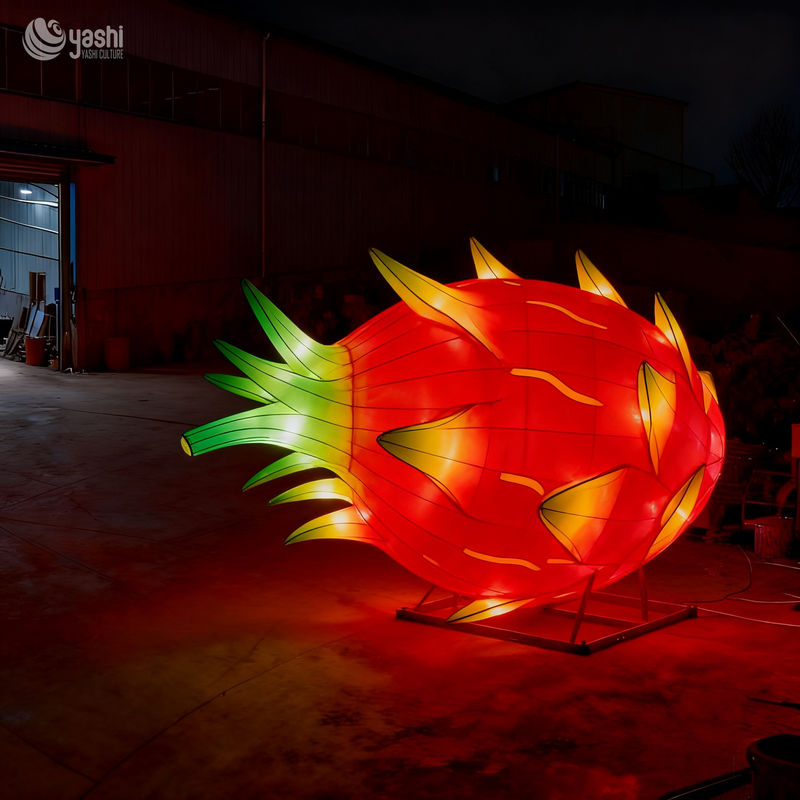 Custom Giant Fruit LED Lantern, Pitaya Shape Light Sculpture for Farm & Theme Park Light Festival