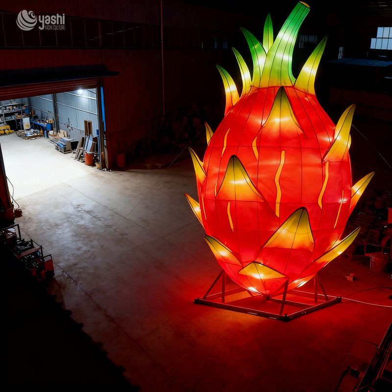 Custom Giant Fruit LED Lantern, Pitaya Shape Light Sculpture for Farm & Theme Park Light Festival
