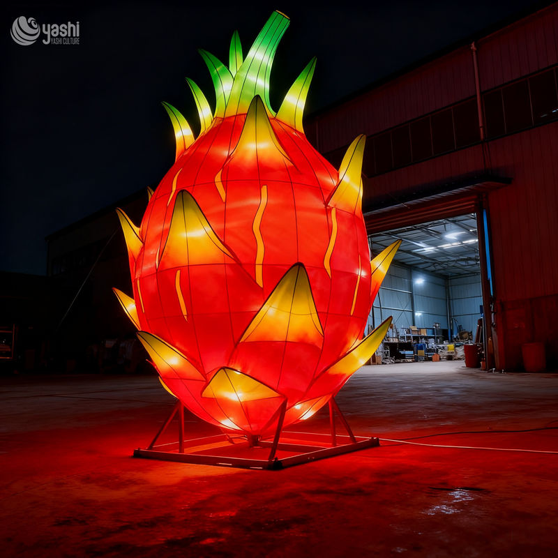 Custom Giant Fruit LED Lantern, Pitaya Shape Light Sculpture for Farm & Theme Park Light Festival