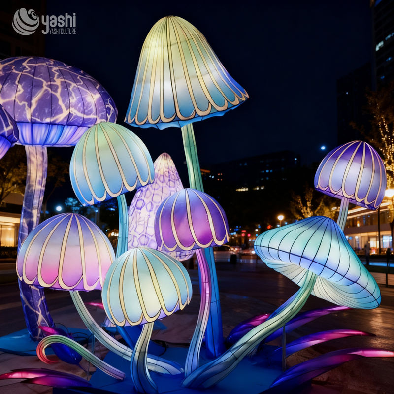 Outdoor Park and Zoo Themed Mushroom Lanterns, Waterproof Material for Outdoor and Festival Decorations