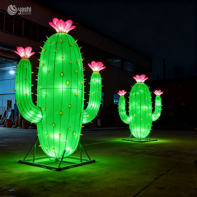 Creative Green Cactus Decorative Lantern - Waterproof Material for Outdoor and Shopping Mall Decoration
