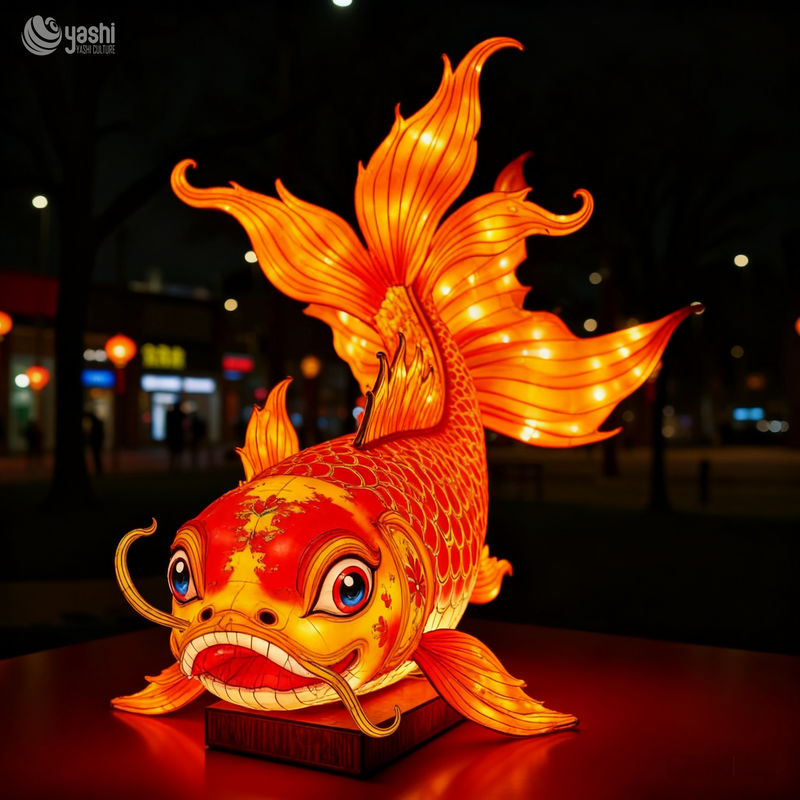 Custom Chinese Koi Fish Lantern | Large LED Traditional Carp Light Sculpture for Festival Outdoor Night Exhibition
