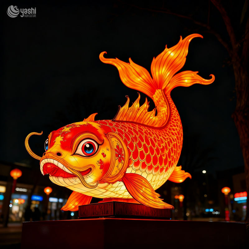 Custom Chinese Koi Fish Lantern | Large LED Traditional Carp Light Sculpture for Festival Outdoor Night Exhibition