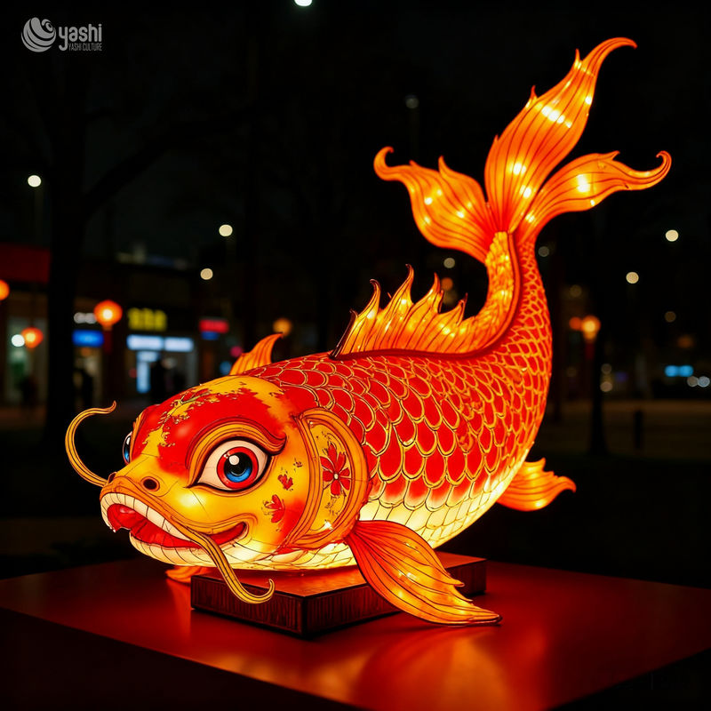 Custom Chinese Koi Fish Lantern | Large LED Traditional Carp Light Sculpture for Festival Outdoor Night Exhibition