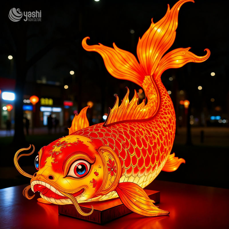 Custom Chinese Koi Fish Lantern | Large LED Traditional Carp Light Sculpture for Festival Outdoor Night Exhibition
