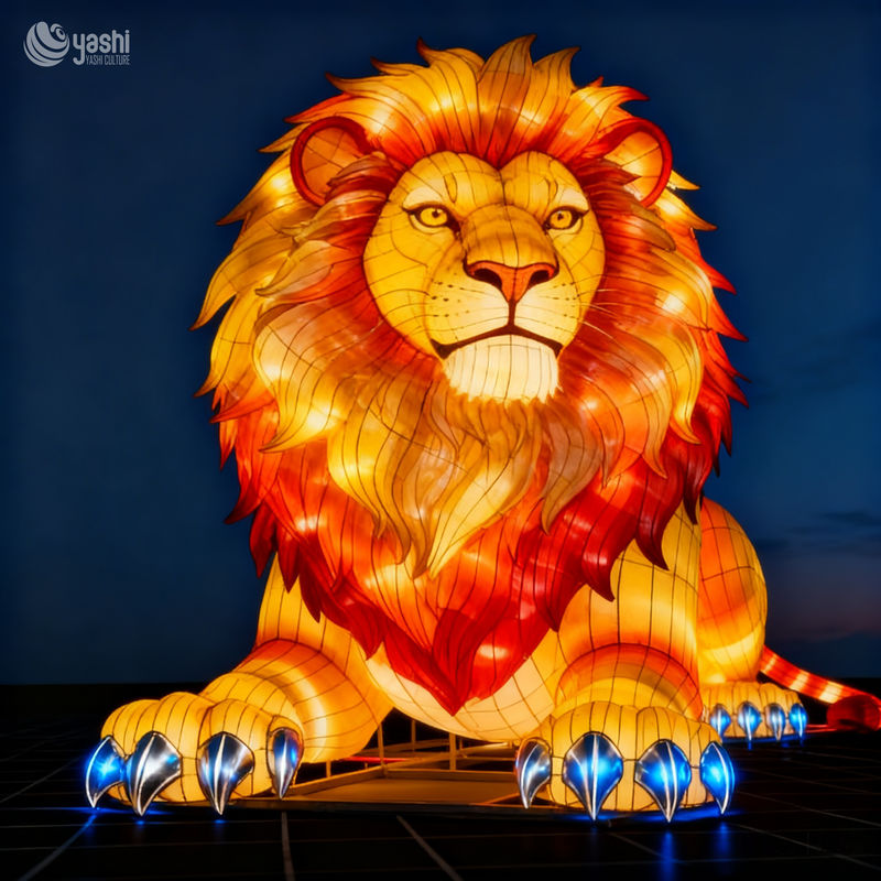Custom Lying Lion Lantern | Large LED African Lion Light Sculpture for Wildlife Theme Outdoor Light Exhibition