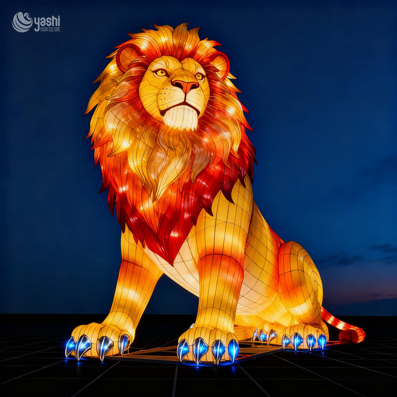 Custom Lying Lion Lantern | Large LED African Lion Light Sculpture for Wildlife Theme Outdoor Light Exhibition