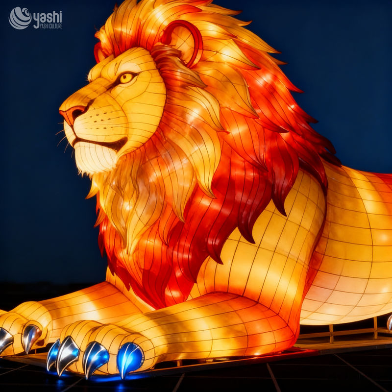 Custom Lying Lion Lantern | Large LED African Lion Light Sculpture for Wildlife Theme Outdoor Light Exhibition