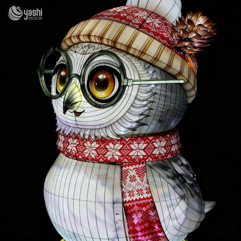 Chinese Silk Lanterns Outdoor Festival Garden Zoo Decoration Lanterns Animal Owl Cartoon