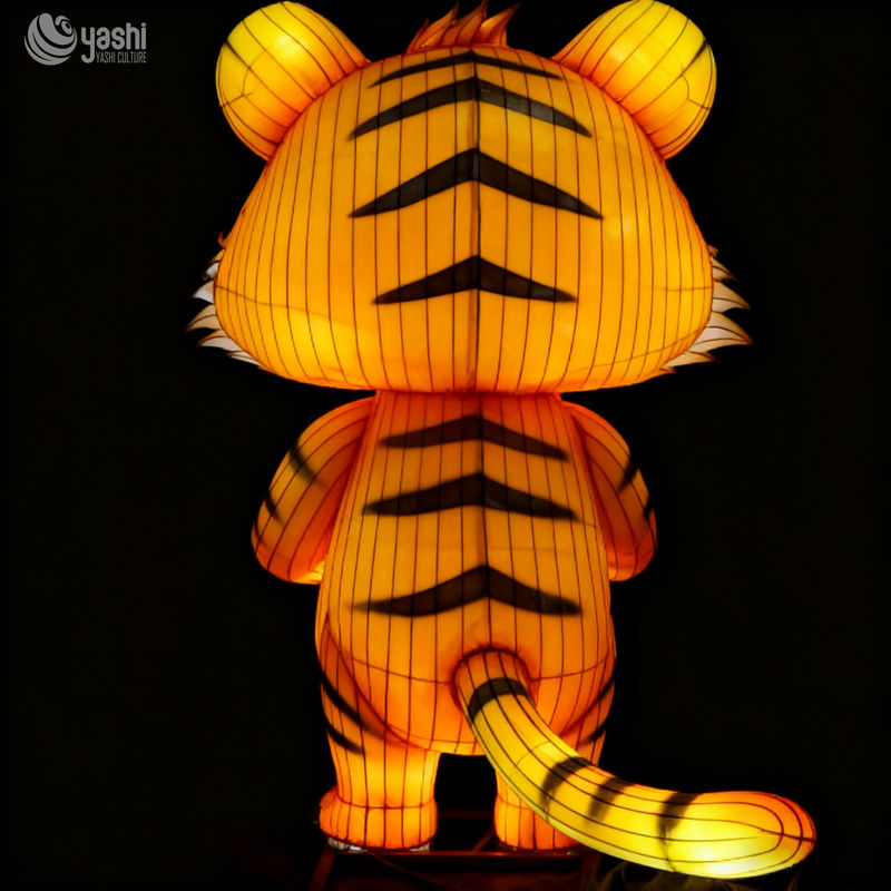 Chinese Traditional Festival Lantern - Silk Lantern with Tiger Zodiac Design - Theme Park Decoration